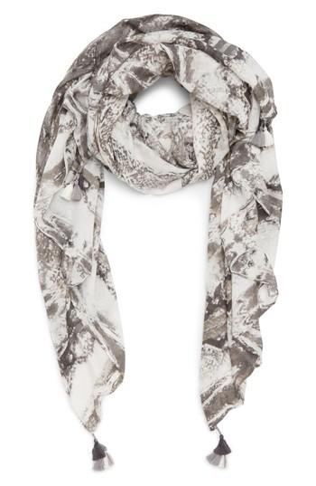 Women's Treasure & Bond Print Tassel Scarf, Size - Black