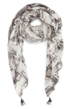 Women's Treasure & Bond Print Tassel Scarf, Size - Black