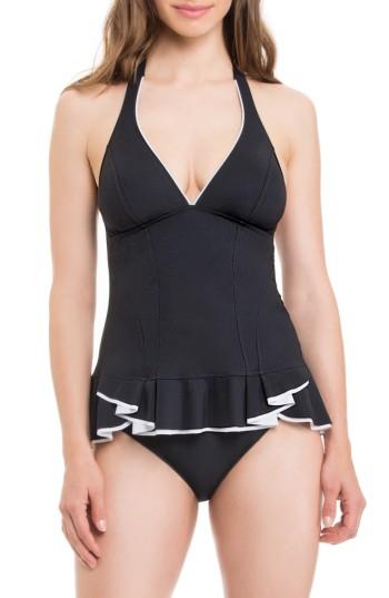 Women's Profile By Gottex Belle Curve Peplum Tankini Top - Black
