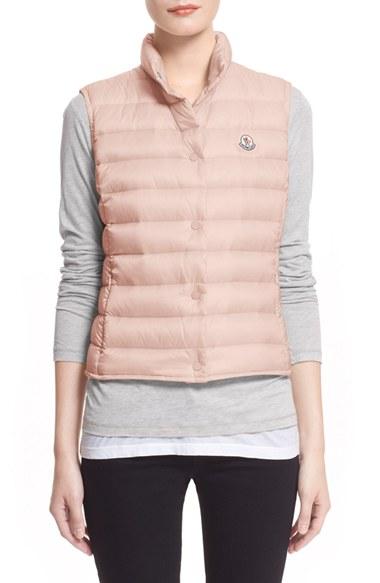 Women's Moncler 'liane' Water Resistant Short Down Vest - Pink