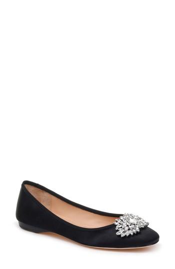 Women's Badgley Mischka Pippa Crystal Foldable Flat .5 M - Black