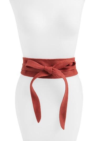 Women's Ada Handmade Leather Wrap Belt, Size - Taupe