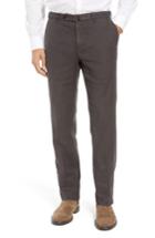 Men's Incotex Flat Front Stretch Linen & Cotton Trousers - Brown