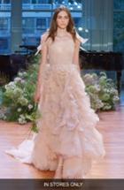 Women's Monique Lhuillier Ballad Surplice Tulle & Organza High/low Gown, Size - White