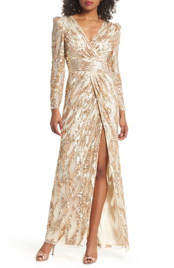 Women's Mac Duggal Mineral Sequin Gown - Metallic