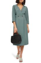 Women's Topshop Wrap Midi Dress Us (fits Like 0) - Green