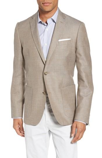 Men's Monte Rosso Trim Fit Wool Blend Blazer R - Brown
