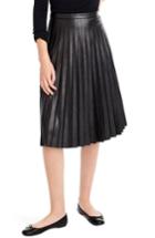 Women's J.crew Pleat Faux Leather Midi Skirt (similar To 14w) - Black