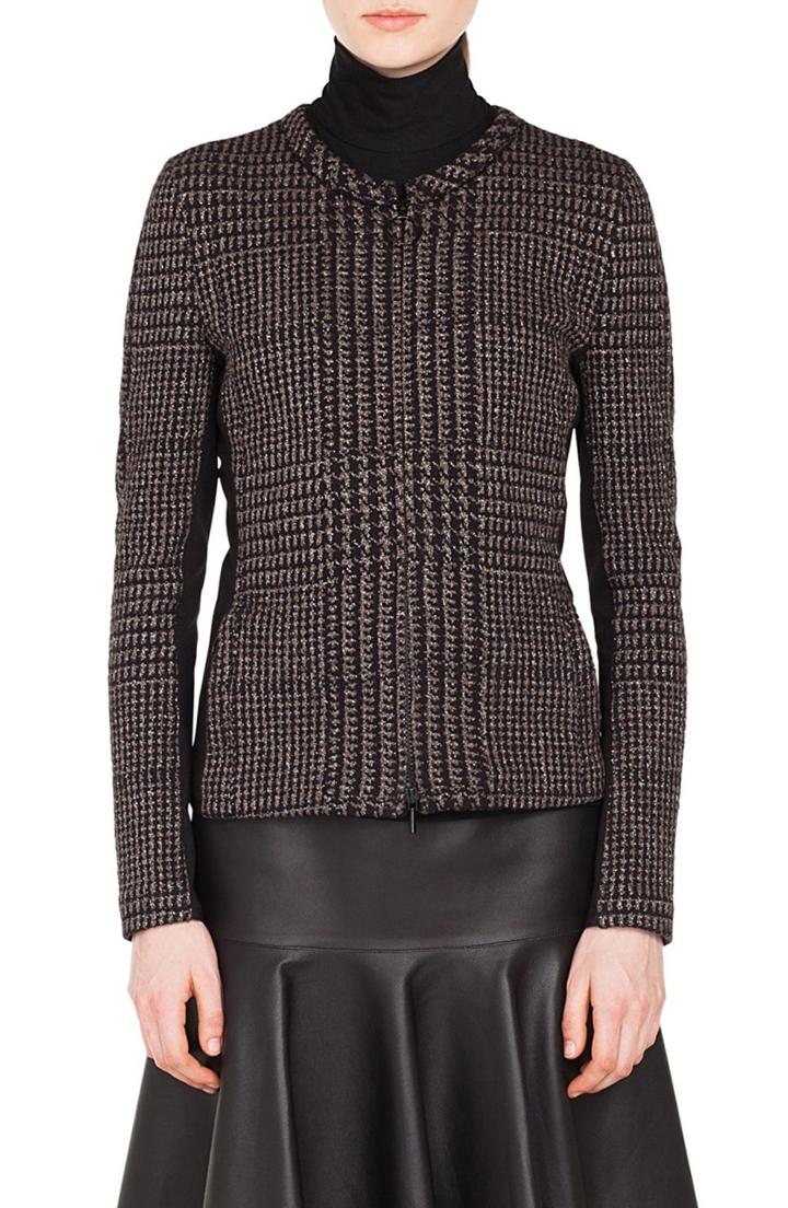 Women's Akris Punto Metallic Houndstooth Jacquard Jacket
