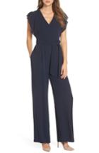 Women's Eliza J Flutter Sleeve Crepe Jumpsuit - Blue