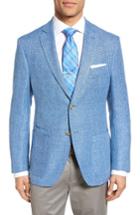 Men's Jkt New York Trim Fit Wool & Linen Blazer R - Blue