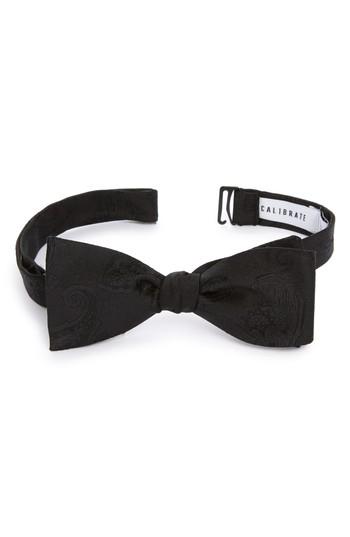 Men's Calibrate Floating Paisley Silk Bow Tie, Size - Black