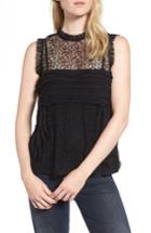 Women's Trouve Chiffon & Lace Top - Black