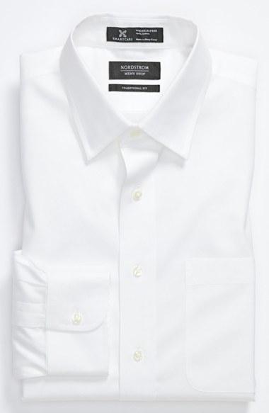 Men's Nordstrom Men's Shop Smartcare(tm) Traditional Fit Dress Shirt .5 32 - White