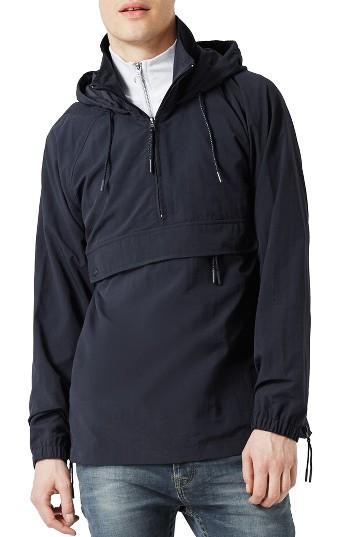 Men's Topman Hooded Anorak - Blue