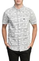 Men's Rvca Flower Block Woven Shirt, Size - White