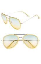 Women's Glance Eyewear 50mm Round Aviator Sunglasses - Yellow/ Gold