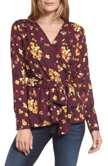 Women's Gibson Wrap Peplum Blouse - Pink
