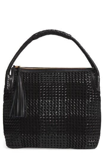 Tory Burch Taylor Woven Leather Hobo Bag - Black