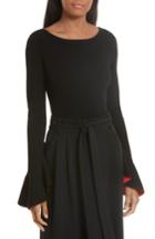 Women's Milly Contrast Lined Bell Sleeve Top - Black
