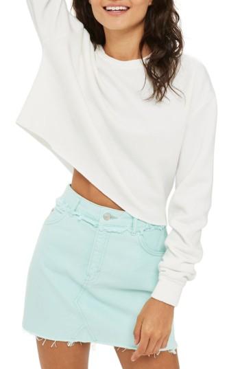Women's Topshop Crop Sweatshirt Us (fits Like 6-8) - White