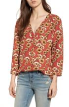Women's Hinge Print V-neck Top - Brown
