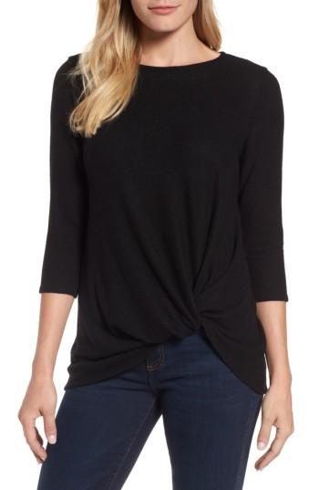 Women's Gibson Twist Front Cozy Fleece Pullover, Size - Black