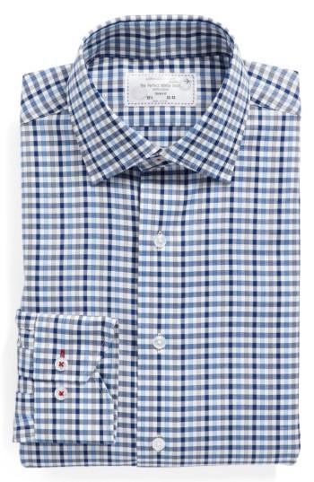 Men's Lorenzo Uomo Trim Fit Check Dress Shirt .5 36/37 - Blue