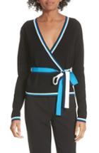 Women's Diane Von Furstenberg Long Sleeve Wrap Cardigan, Size - Black