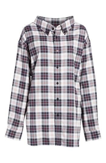 Women's Balenciaga Swing Plaid Flannel Shirt Us / 42 Fr - White