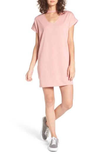 Women's Cotton Emporium Sweatshirt Choker Dress - Pink