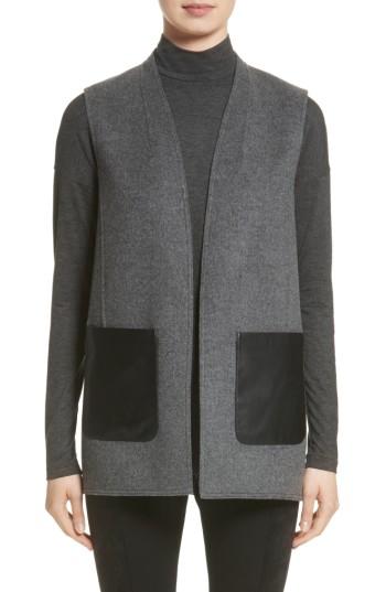 Women's Lafayette 148 New York Nika Wool & Cashmere Reversible Vest, Size - Grey