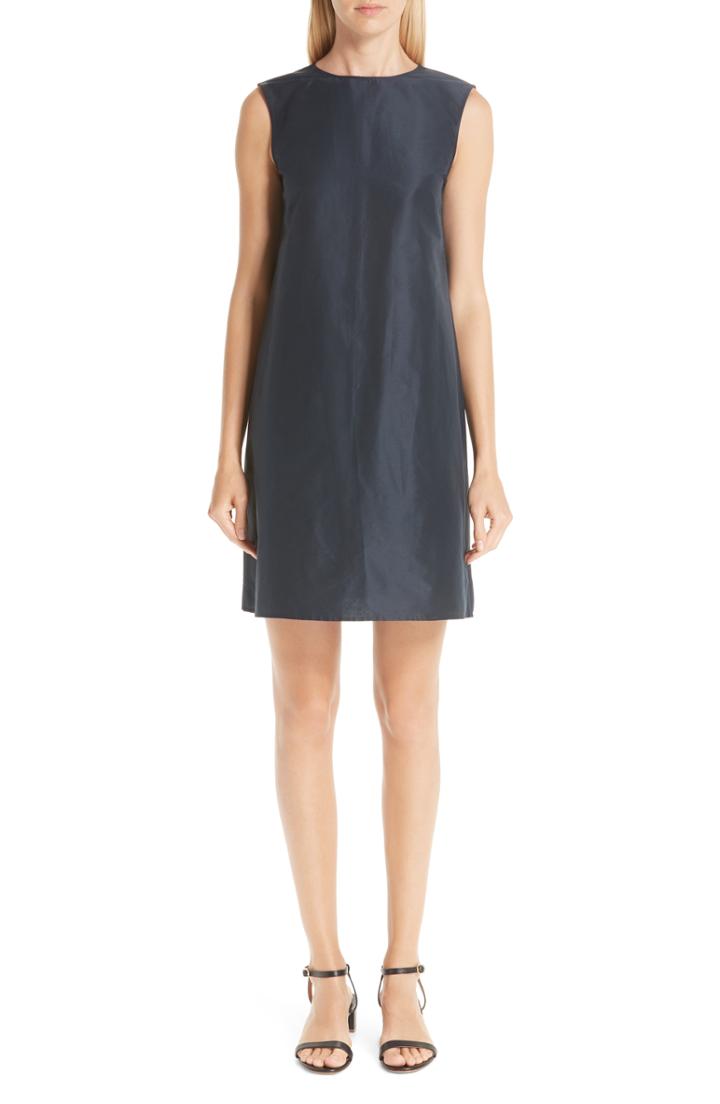Women's Mansur Gavriel Cotton & Silk Taffeta Shift Dress Us / 38 It - Blue
