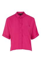 Women's Topshop Kady Roll Sleeve Shirt Us (fits Like 2-4) - Pink