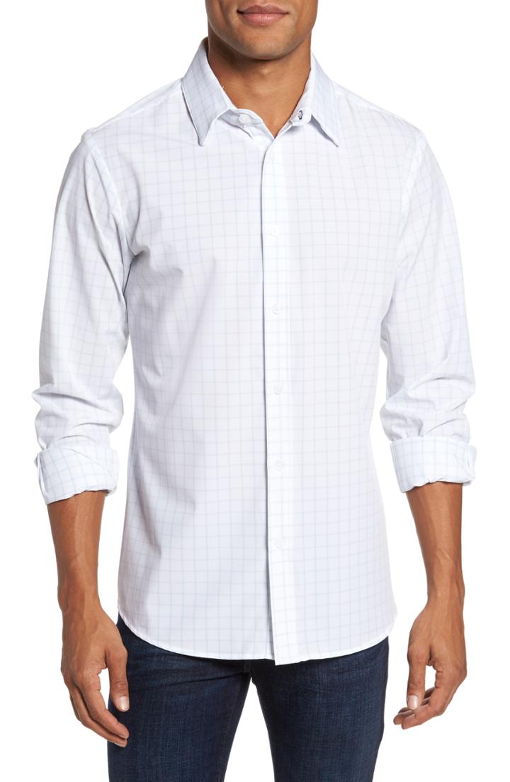 Men's Mizzen+main Blue Label Hull Slim Fit Crosshatch Sport Shirt