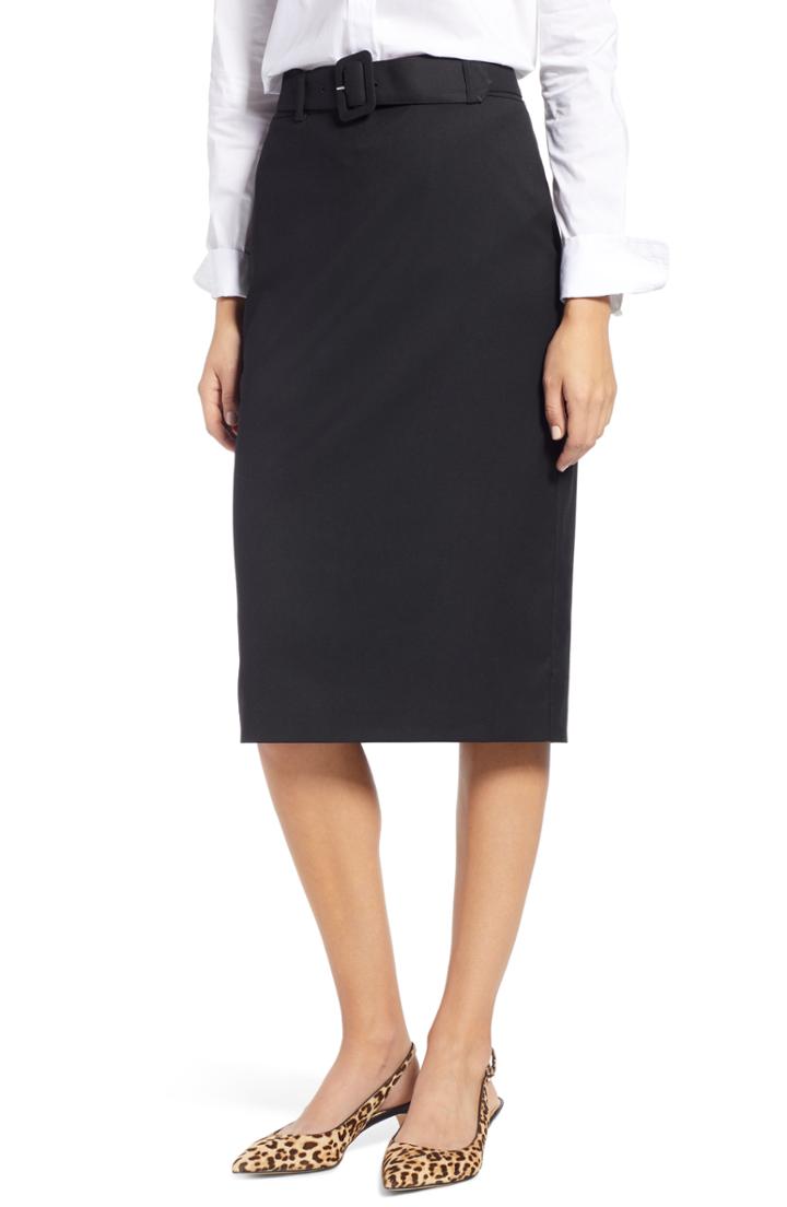 Women's 1901 Belted Pencil Skirt - Black