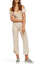 Women's Free People In The Moment Off The Shoulder Jumpsuit - Ivory