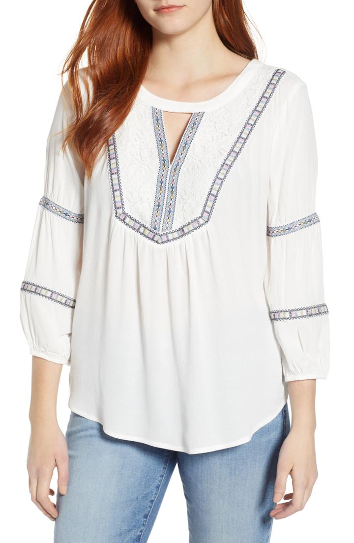 Women's Wit & Wisdom Embroidered Tunic - White