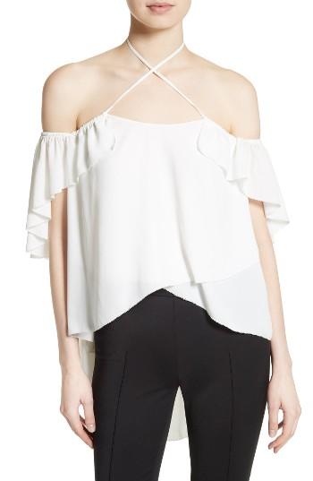 Women's Cinq A Sept Carla Silk Cold Shoulder Top