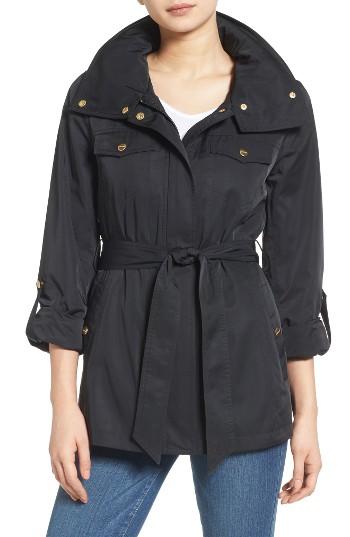 Women's Ellen Tracy Zip Utility Trench Coat - Black