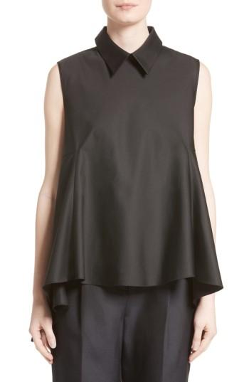 Women's Co Cotton Cascade Hem Blouse - Black