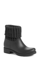 Women's Moncler Ginette Knit Cuff Leather Rain Boot Eu - Black
