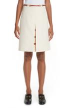 Women's Gucci Button Front Pleated Skirt Us / 44 It - Ivory