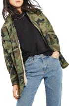 Women's Topshop Ben Faux Fur Lined Camo Jacket Us (fits Like 0) - Green