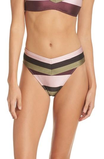 Women's Ted Baker London Imperial Stripe High Waist Bikini Bottoms - Pink