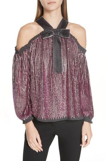 Women's Needle & Thread Kaleidoscope Cold Shoulder Top - Grey