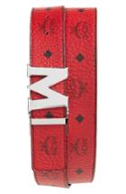 Men's Mcm Reversible Signature Leather Belt, Size - Red