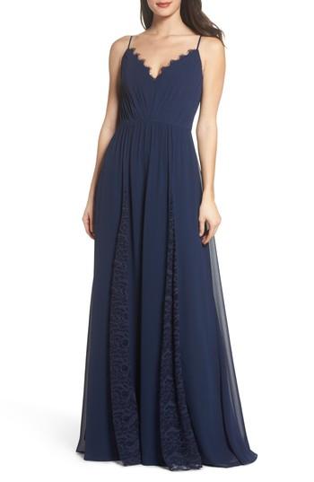 Women's Hayley Paige Occasions Lace & Chiffon Gown - Pink