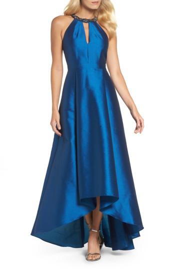 Women's Adrianna Papell Beaded Neck Faille Gown