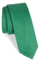 Men's The Tie Bar Herringbone Linen & Silk Skinny Tie, Size - Green